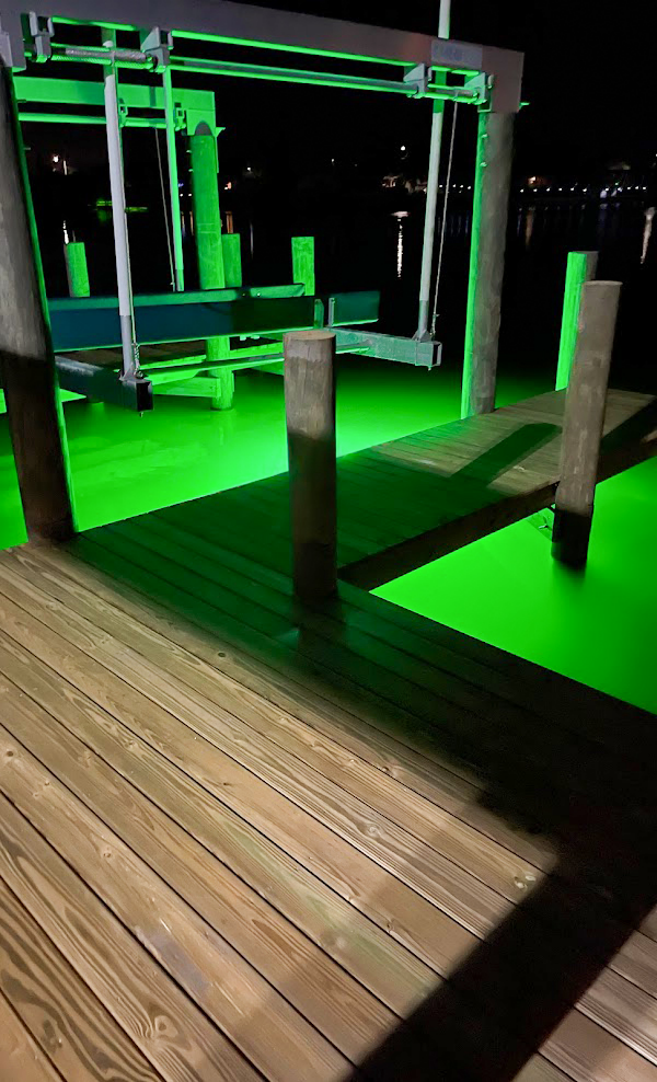 A green colored underwater LED Lighting system.