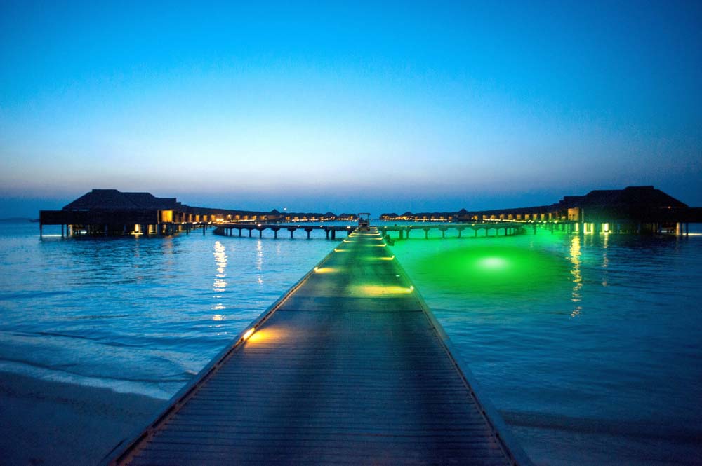 A green colored marine underwater LED light.